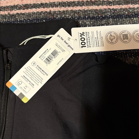 Smartwool Intraknit Active Full Zip Jacket Women's Size L Black Stripe FLAW - Picture 2 of 2